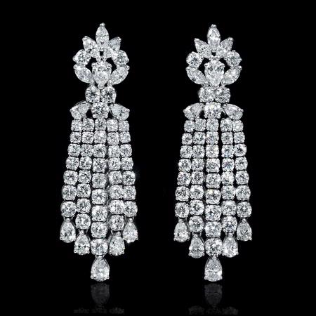 14.01ct Diamond 18k White Gold Chandelier Earrings