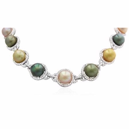 Diamond and Pearl 18k White Gold Necklace