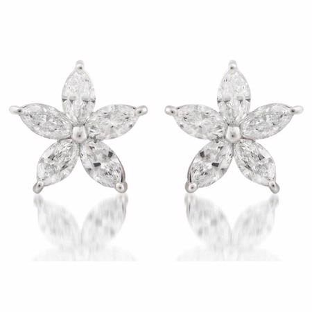 Diamond 18k White Gold Star Earrings