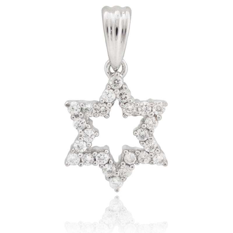22ct Diamond 18k White Gold Star of David Pendant
