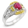 .46ct Simon G Diamond and Ruby Antique Style 18k Two Tone Gold Ring