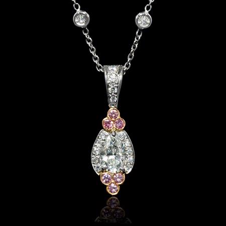 Charles Krypell Diamond Antique Style Platinum & 18k Rose Gold Pendant Necklace