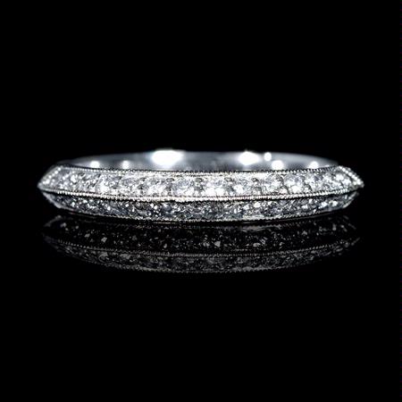 .25ct Diamond Antique Style 18k White Gold knife-Edge Wedding Band Ring