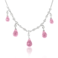 .58ct Diamond and Pink Quartz Antique Style 18k White Gold Necklace