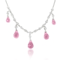 Diamond and Pink Quartz Antique Style 18k White Gold Necklace