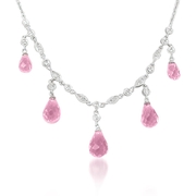 Diamond and Pink Quartz Antique Style 18k White Gold Necklace