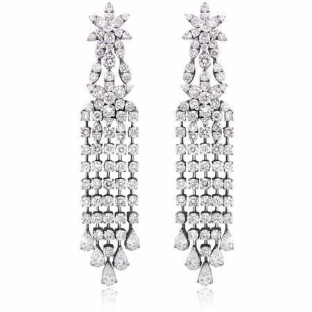 11.84ct Diamond 18k White Gold Chandelier Earrings