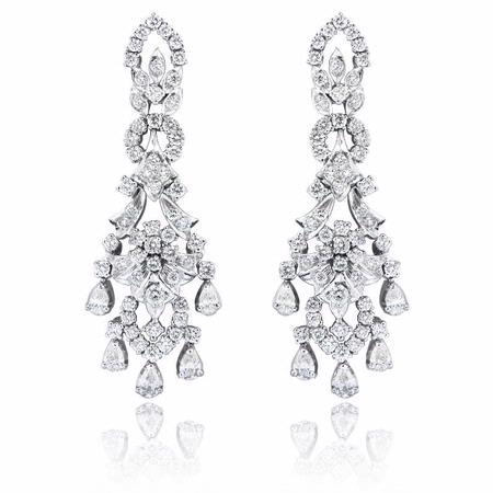3.46ct Diamond 18k White Gold Chandelier Earrings