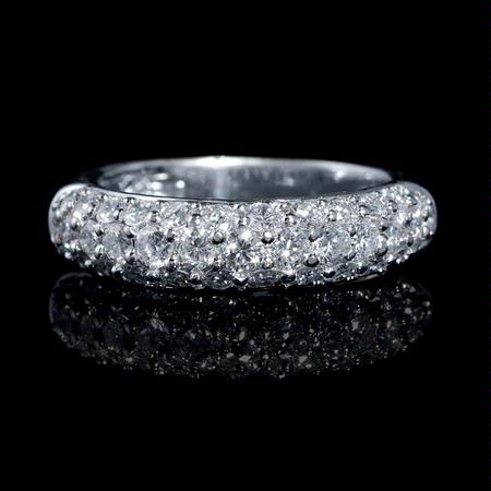 1.53ct Diamond Three Row 18k White Gold Wedding Band Ring