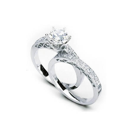 ... Antique Style Platinum Engagement Ring Setting and Wedding Band Set