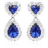 Diamond and Blue Sapphire 18k White Gold Dangle earrings