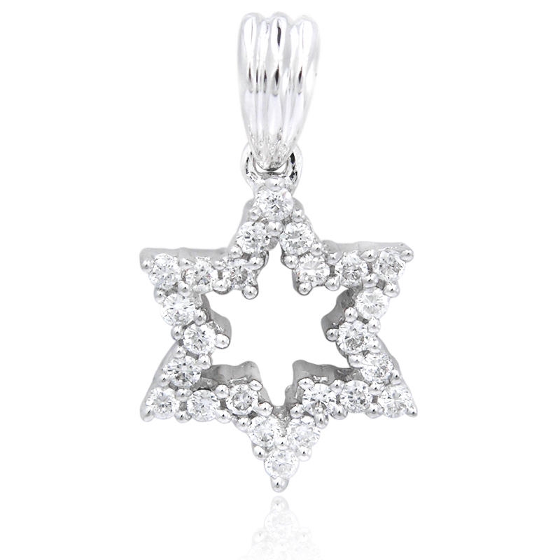 18ct Diamond 18k White Gold Star of David Pendant
