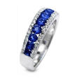 .34ct Diamond and Blue Sapphire 18k White Gold Wedding Band Ring