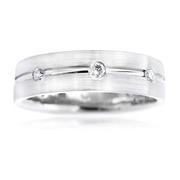 Men's Diamond 18K White Gold Wedding Band Ring