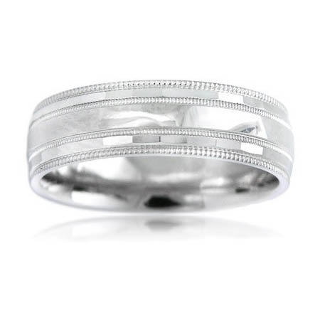 Men`s Antique Style Platinum Wedding Band Ring