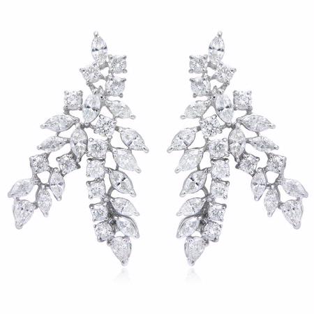 10.07ct Diamond 18k White Gold Cluster Earrings