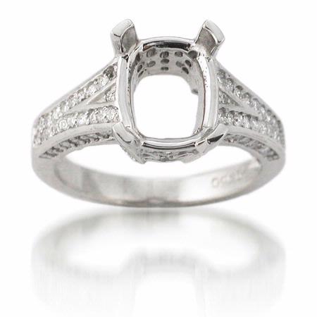 Diamond Antique Style Platinum Engagement Ring Setting