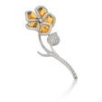 1.75ct Garavelli Diamond & Citrine 18k White Gold Floral Brooch Pin