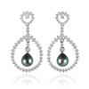 Leo Pizzo Diamond and South Sea Black Pearl 18k White Gold Dangle Earrings