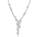 Diamond 18k White Gold Flower Drop Necklace