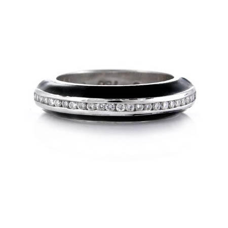 Hidalgo Diamond and Black Enamel 18k White Gold Ring