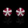 Diamond and Ruby 18k White Gold Cluster Earrings