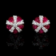 .99ct Diamond and Ruby 18k White Gold Cluster Earrings