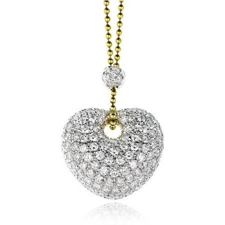 4.12ct Leo Pizzo Diamond 18k Two Tone Gold Heart Pendant Necklace