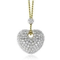 Leo Pizzo Diamond 18k Two Tone Gold Heart Pendant Necklace