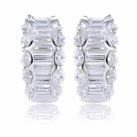 Diamond 14k White Gold Huggie Earrings