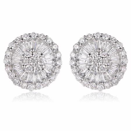 1.04ct Diamond 18k White Gold Cluster Earrings
