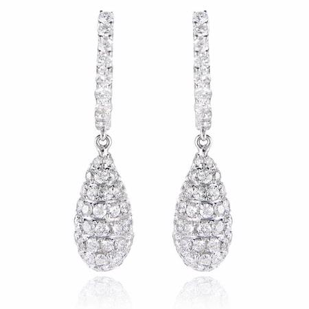 2.40ct Diamond 18k White Gold Dangle Earrings