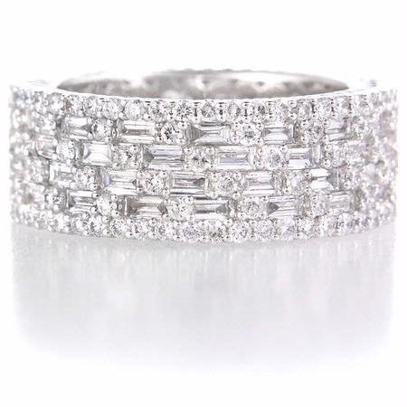 3.50ct Diamond 18k White Gold Six Row Eternity Wedding Band Ring