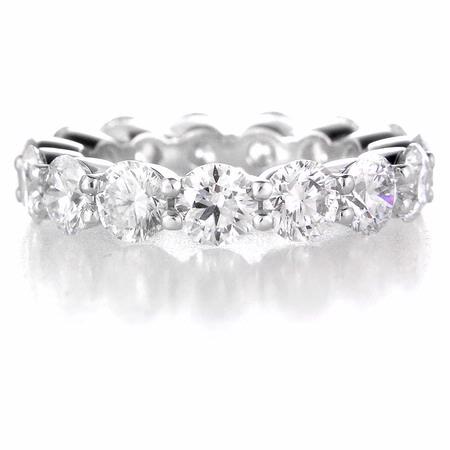 Diamond 5.24 Carats Round Brilliant Cut Shared Prong Platinum Eternity Wedding Band Ring