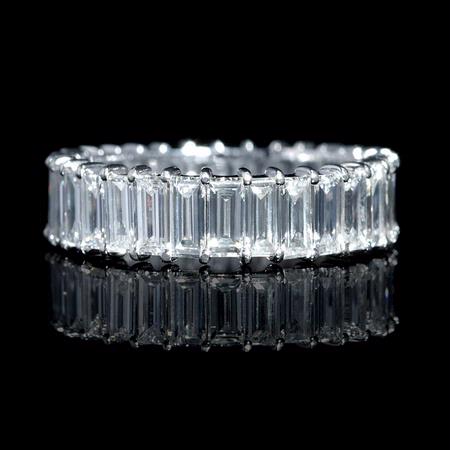3.54ct Diamond Platinum Emerald Shaped Eternity Wedding Band Ring
