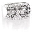 1.03ct Diamond Antique Style 18k White Gold Wedding Band Ring