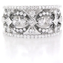 Diamond Antique Style 18k White Gold and Black Rhodium Wedding Band Ring