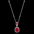 .68ct Diamond and Ruby 18k Two Tone Gold Pendant Necklace