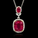 Diamond and Ruby 18k Two Tone Gold Pendant Necklace