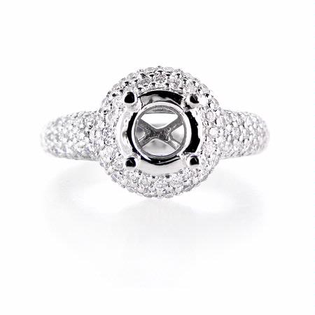 Diamond Antique Style Platinum Halo Engagement Ring Setting