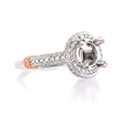 .71ct Diamond Antique Style Platinum and 18k Rose Gold Halo Engagement Ring Setting
