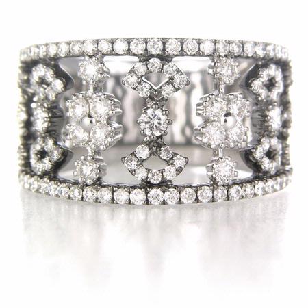 Diamond 18k White Gold and Black Rhodium Wedding Band Ring