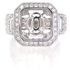 Diamond Antique Style 18k White Gold Halo Engagement Ring Setting