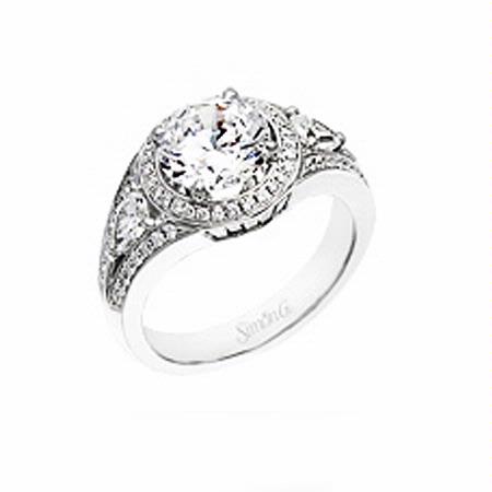 Simon G Diamond 18k White Gold Halo Engagement Ring Setting