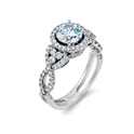 Simon G Diamond Antique Style Platinum Halo Engagement Ring Setting