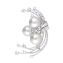 Diamond and South Sea Pearl 18k White Gold Brooch Pin