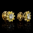 2.16ct Diamond 18k Two Tone Gold Cluster Earrings