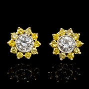 Diamond 18k Two Tone Gold Cluster Earrings