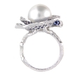 .93ct Diamond, Blue Sapphire & Pearl 18k White Gold Ring