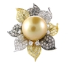Diamond and South Sea Pearl 18k Two Tone Gold Ring